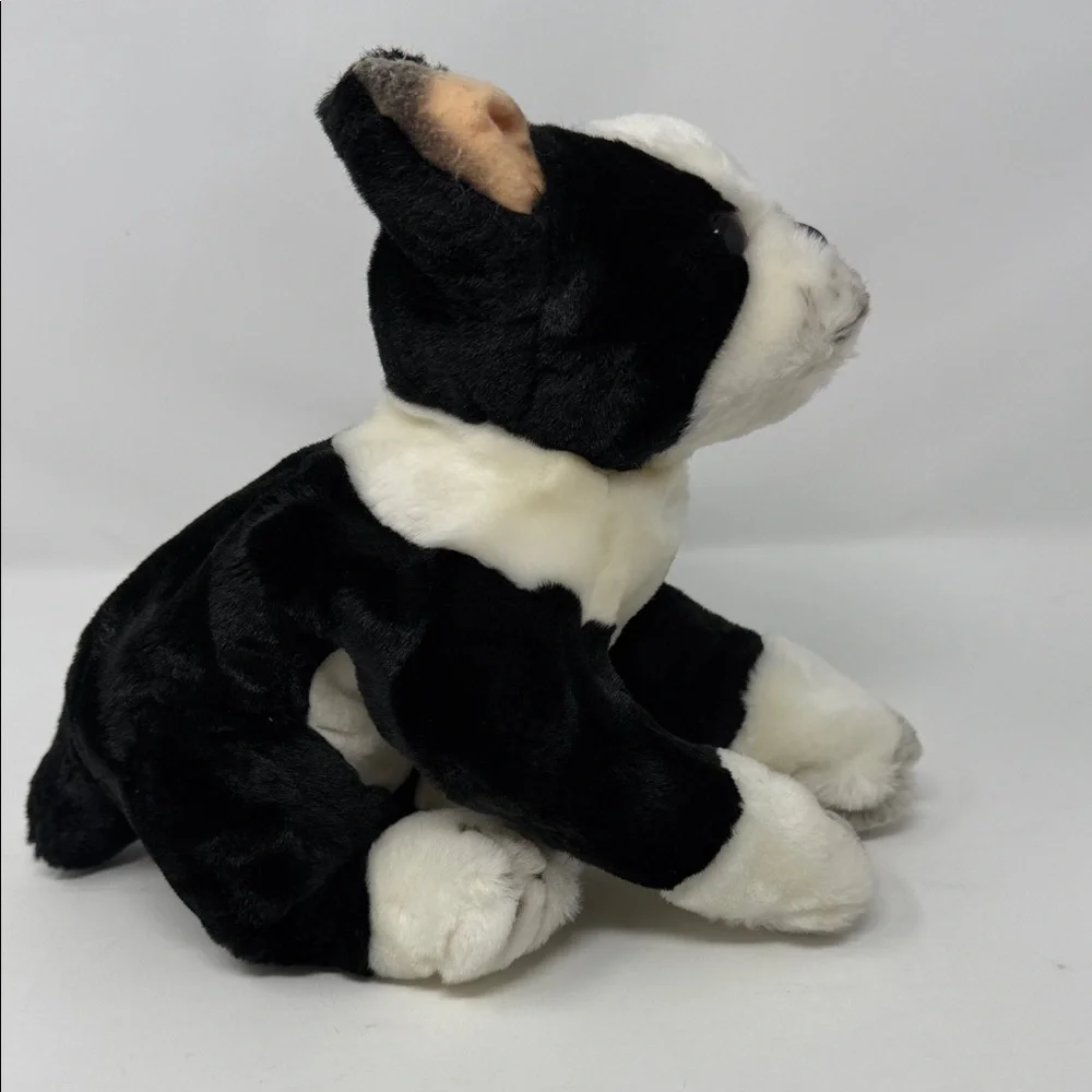 Animal Alley 13” long Plush Black & White Bulldog Stuffed Animal Toy - Kids
